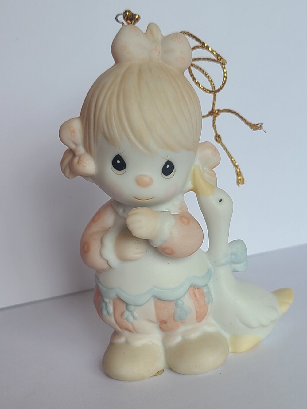 Vintage Precious Moments Porcelain Collectible Girl Goose Figurine Ornament